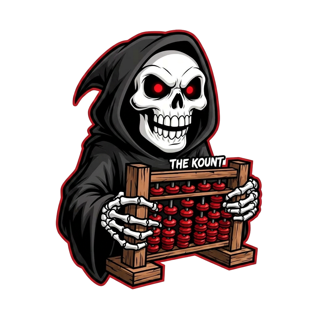 The Kount holding the abacus